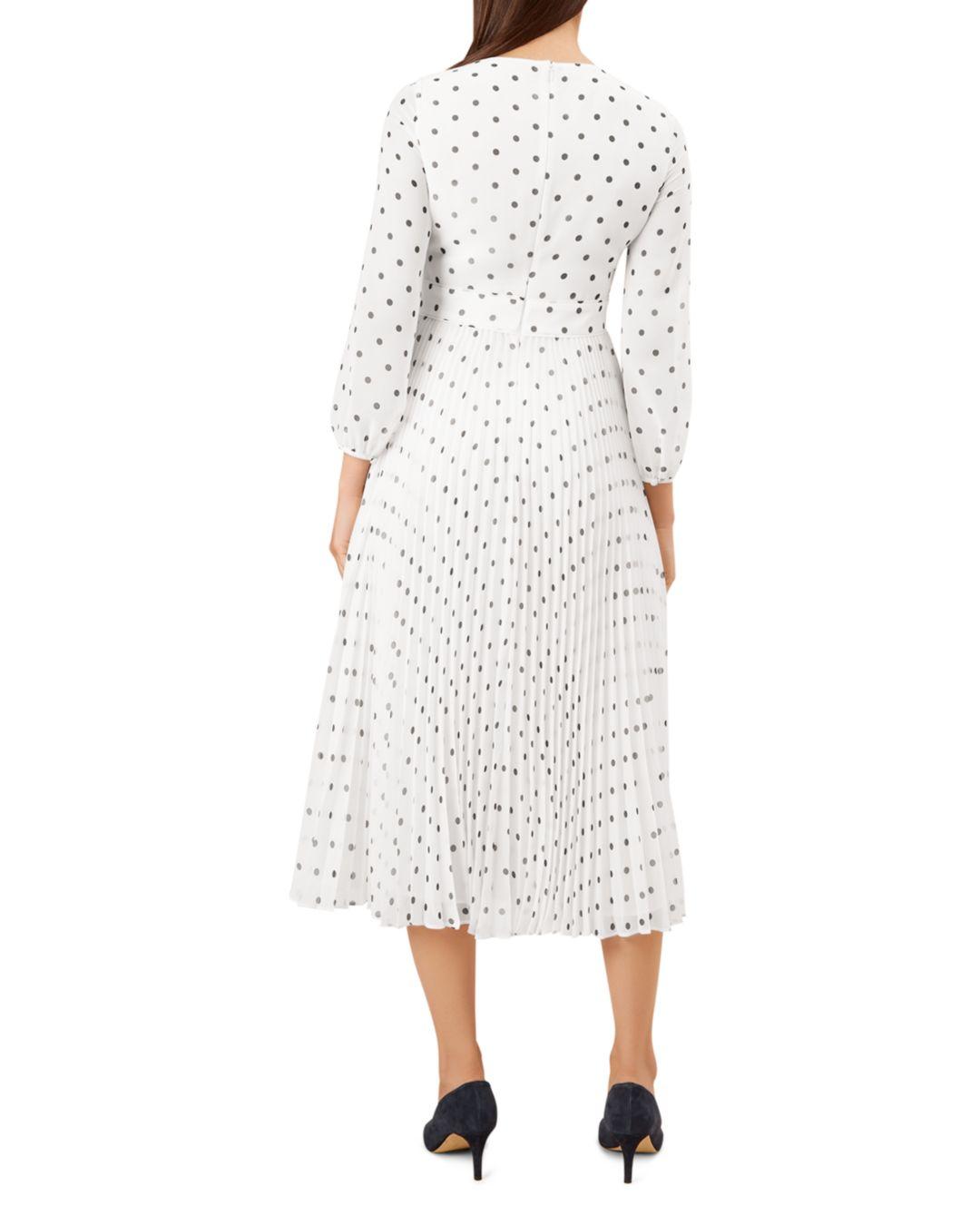 hobbs pink polka dot dress