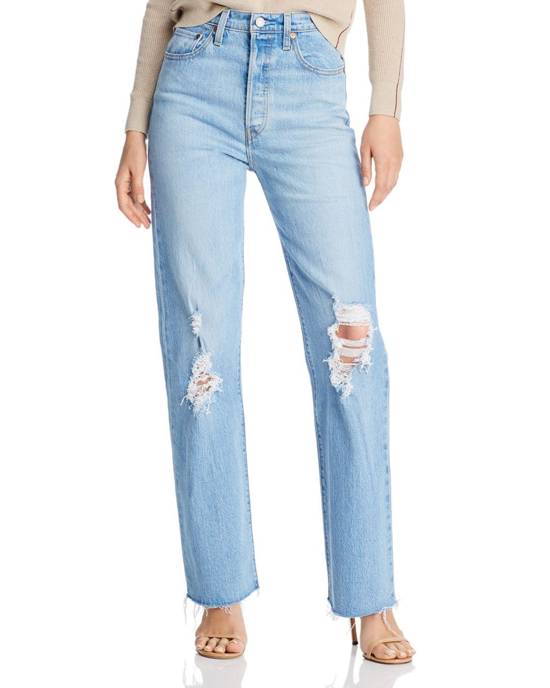 Levi's Ribcage Ripped Straight - Leg Jeans In Tango Swing in Blue | Lyst
