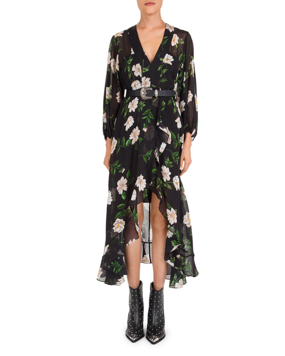 Ruffled Floral Midi Dress 