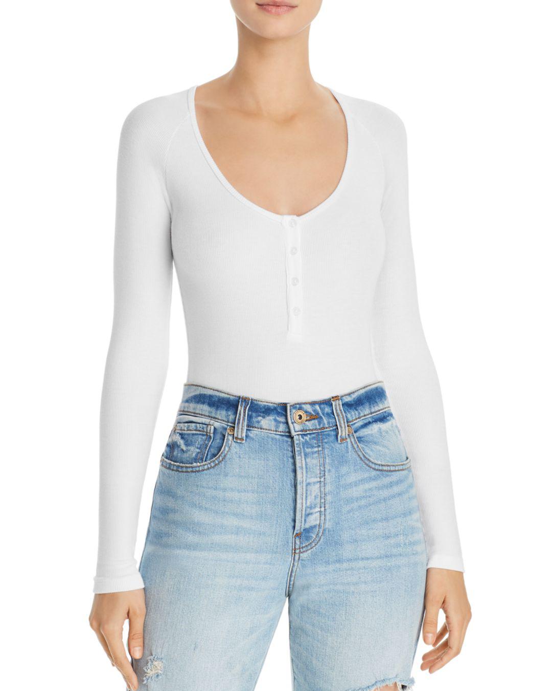 white henley bodysuit