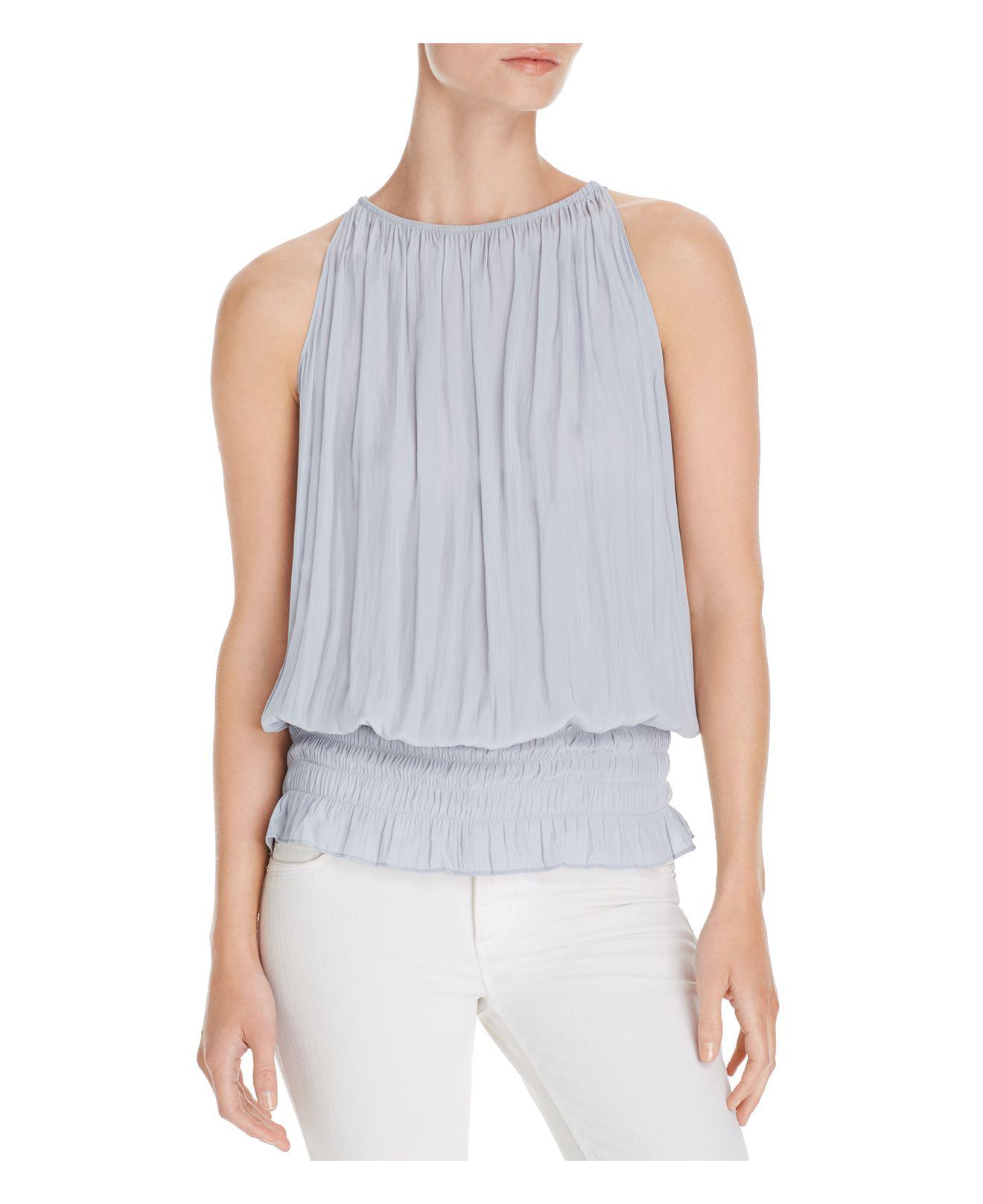 Lyst Ramy Brook Lauren Pleated Silk Sleeveless Top in Metallic