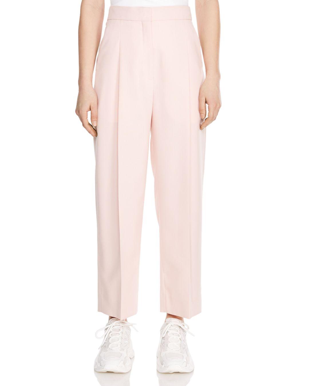 Sandro Aude Cropped Center - Creased Pants in Pink - Lyst