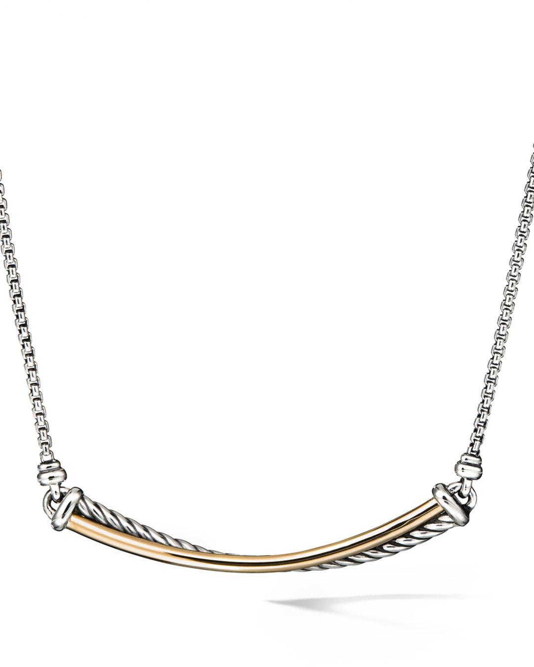 David Yurman Crossover 18k Gold Bar Necklace in Silver/Gold (Metallic) Lyst