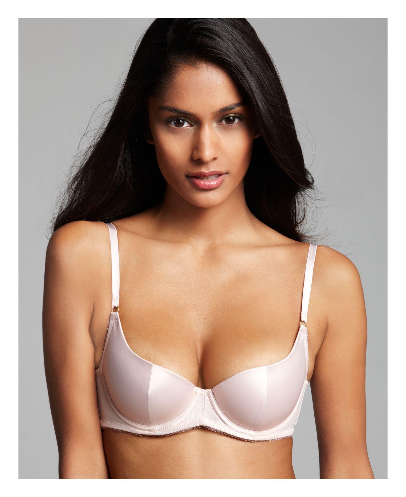 L'Agent by Agent Provocateur Satin Penelope Molded Balconette Contour Bra  in Nude (Natural) - Lyst