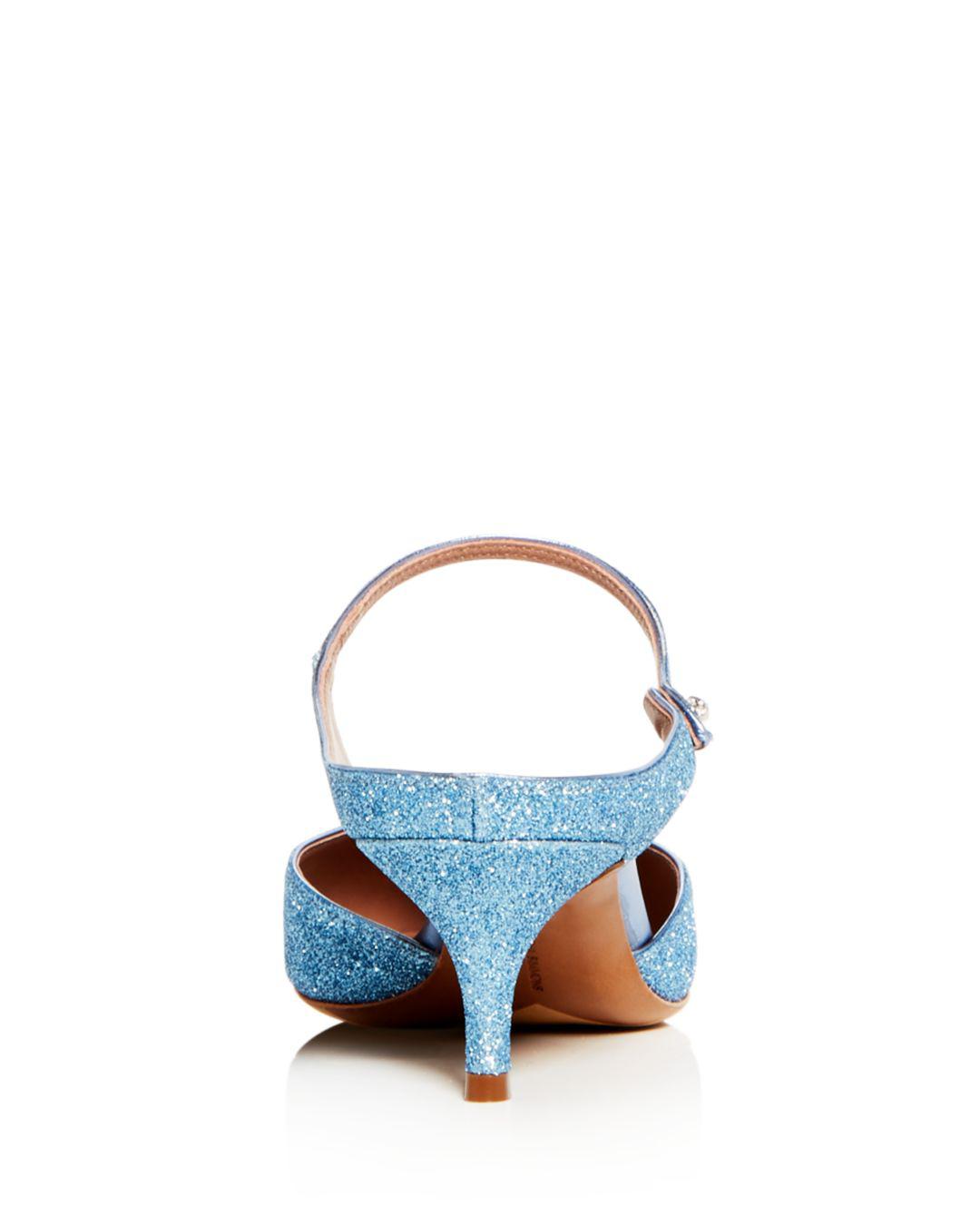 Tabitha Simmons Women's Liberty Glitter Pointed Toe Kitten Heel Mules