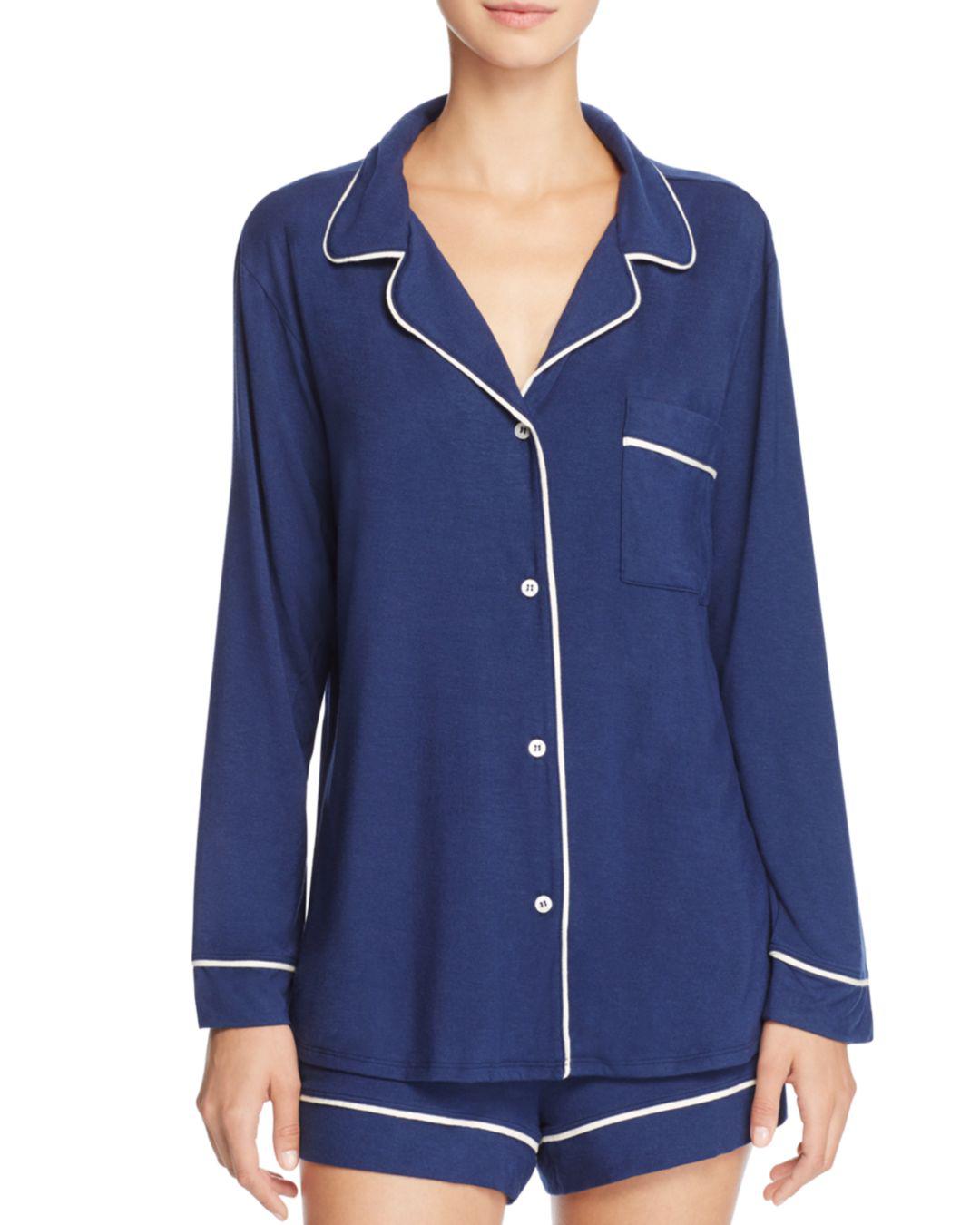 Eberjey Synthetic Gisele Long Sleeve Short Pajama Set in Navy/Ivory