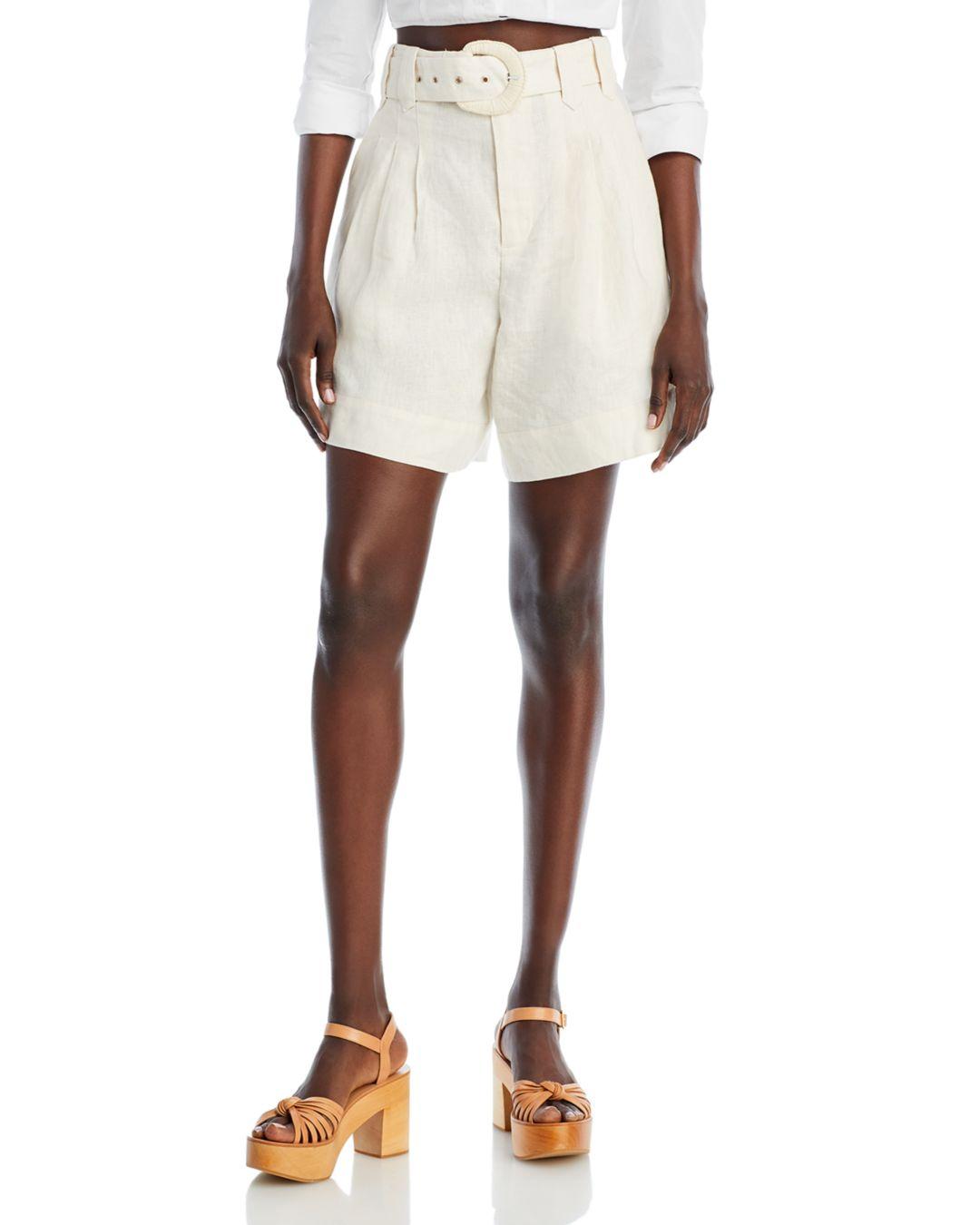 FARM Rio Tailored Linen High Rise Shorts in Natural Lyst