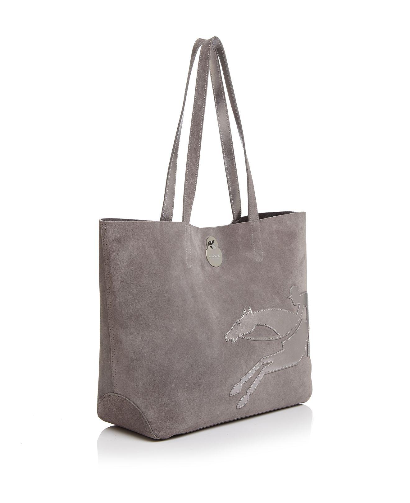 Longchamp Shop-it Medium Suede Tote Bag 
