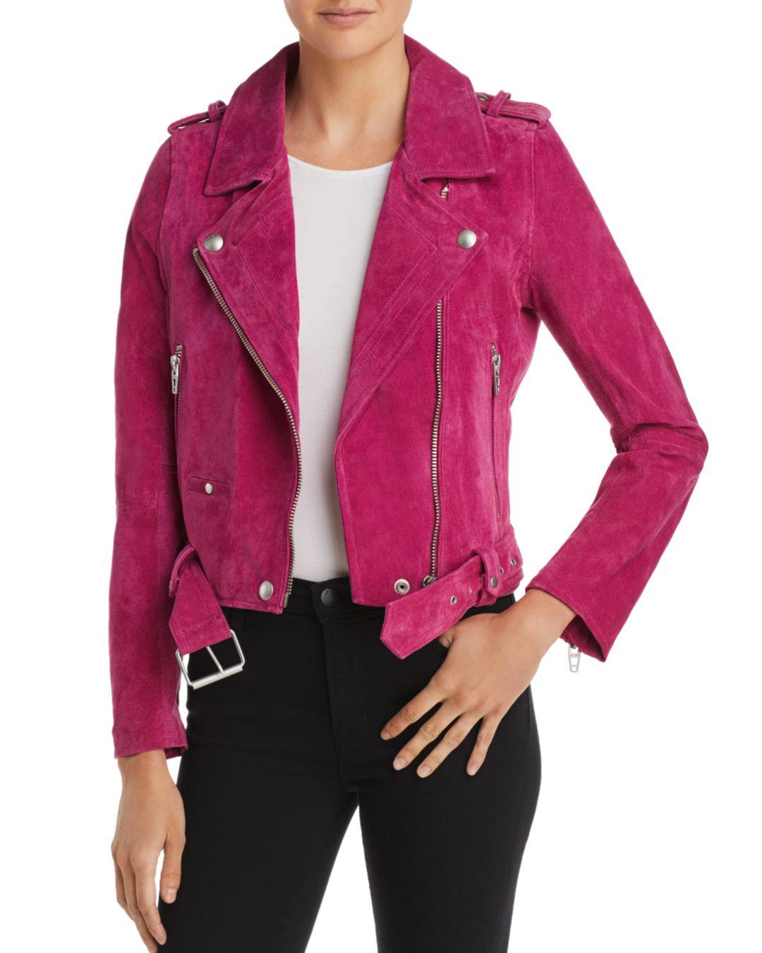 Blank NYC Suede Moto Jacket in Pink | Lyst