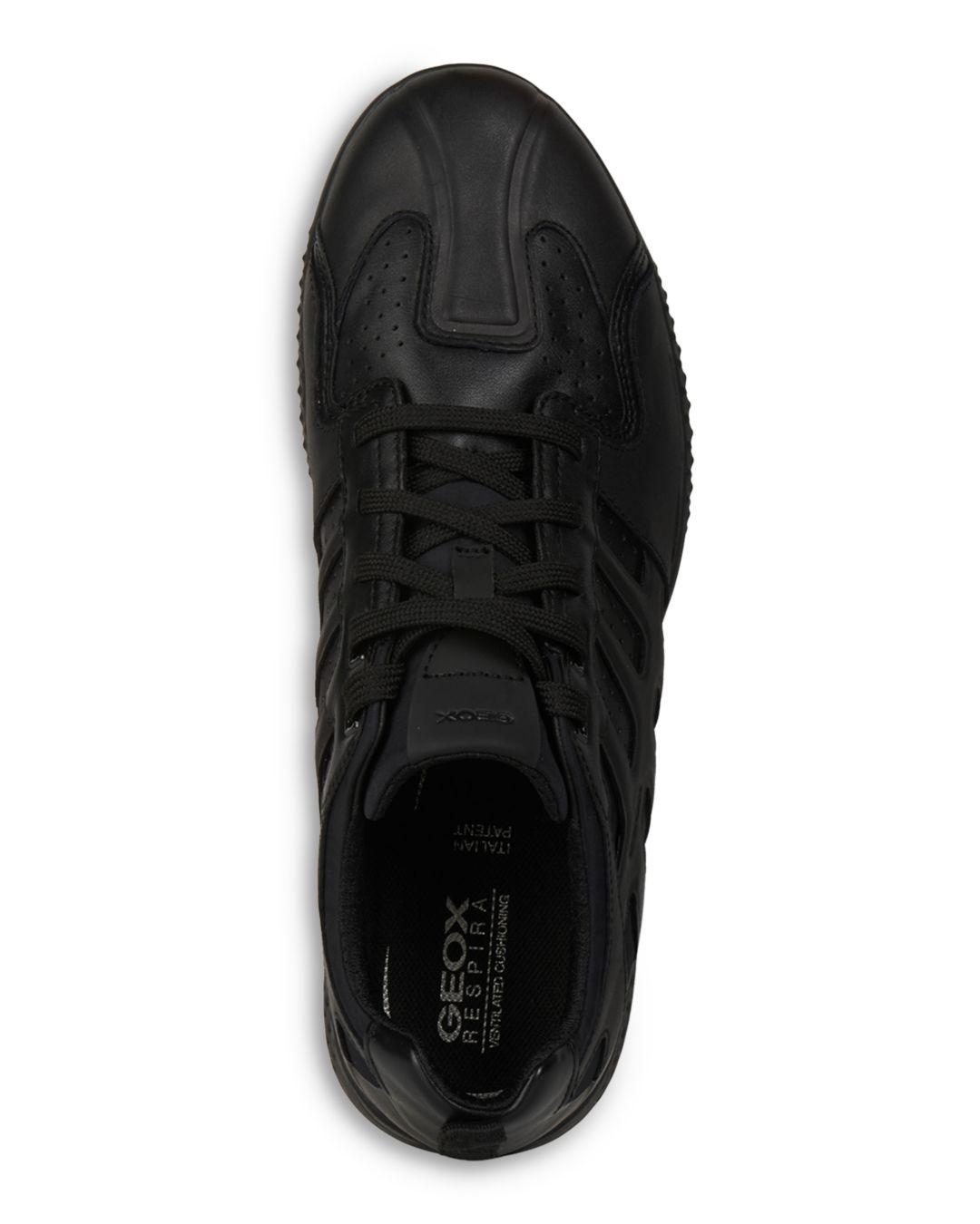 Geox Leather Snake Sneakers in Black for Men - Lyst