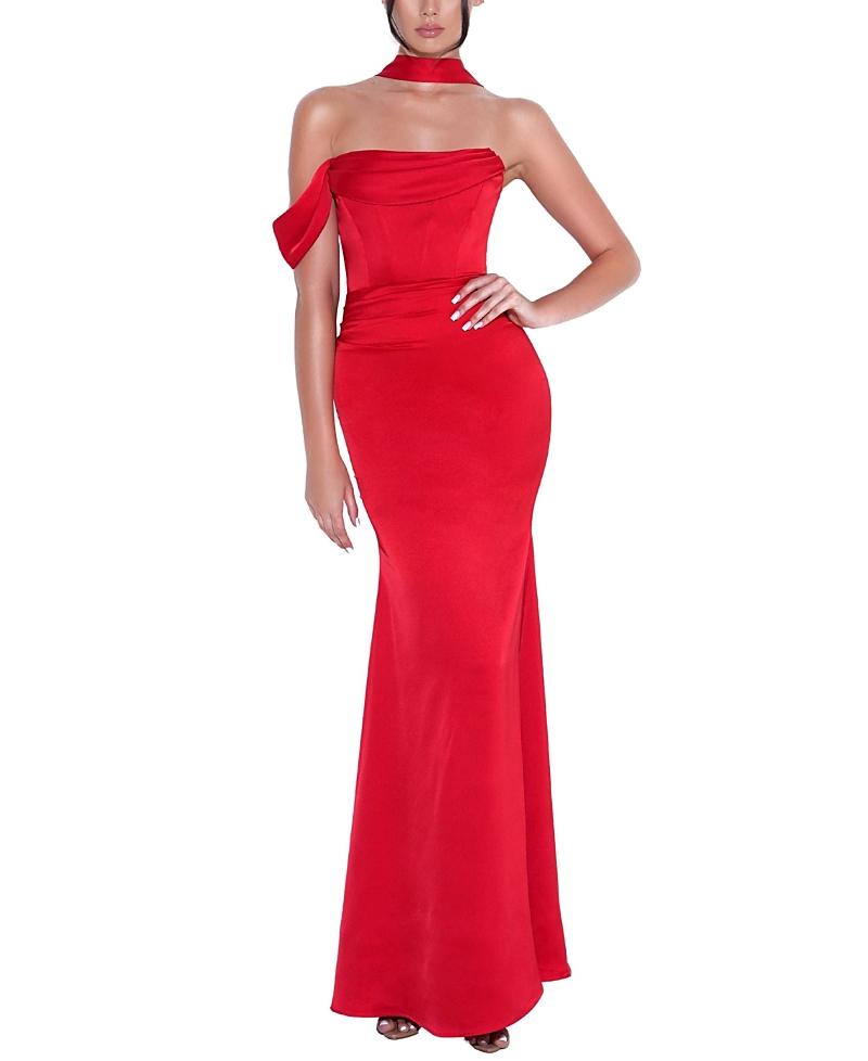 strapless open back dress THE DONNA SATIN DRESS  MISHA