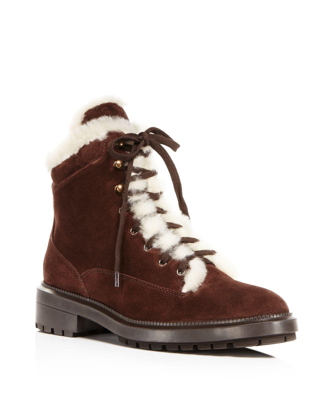 Shearling lace up booties Clearance