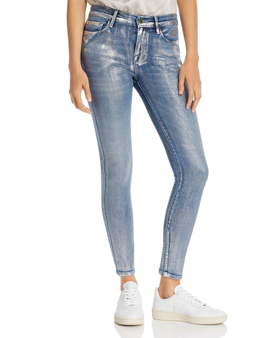 FRAME Denim Le Skinny De Jeanne Mid-rise Jeans in Blue Womens Clothing Jeans Skinny jeans 