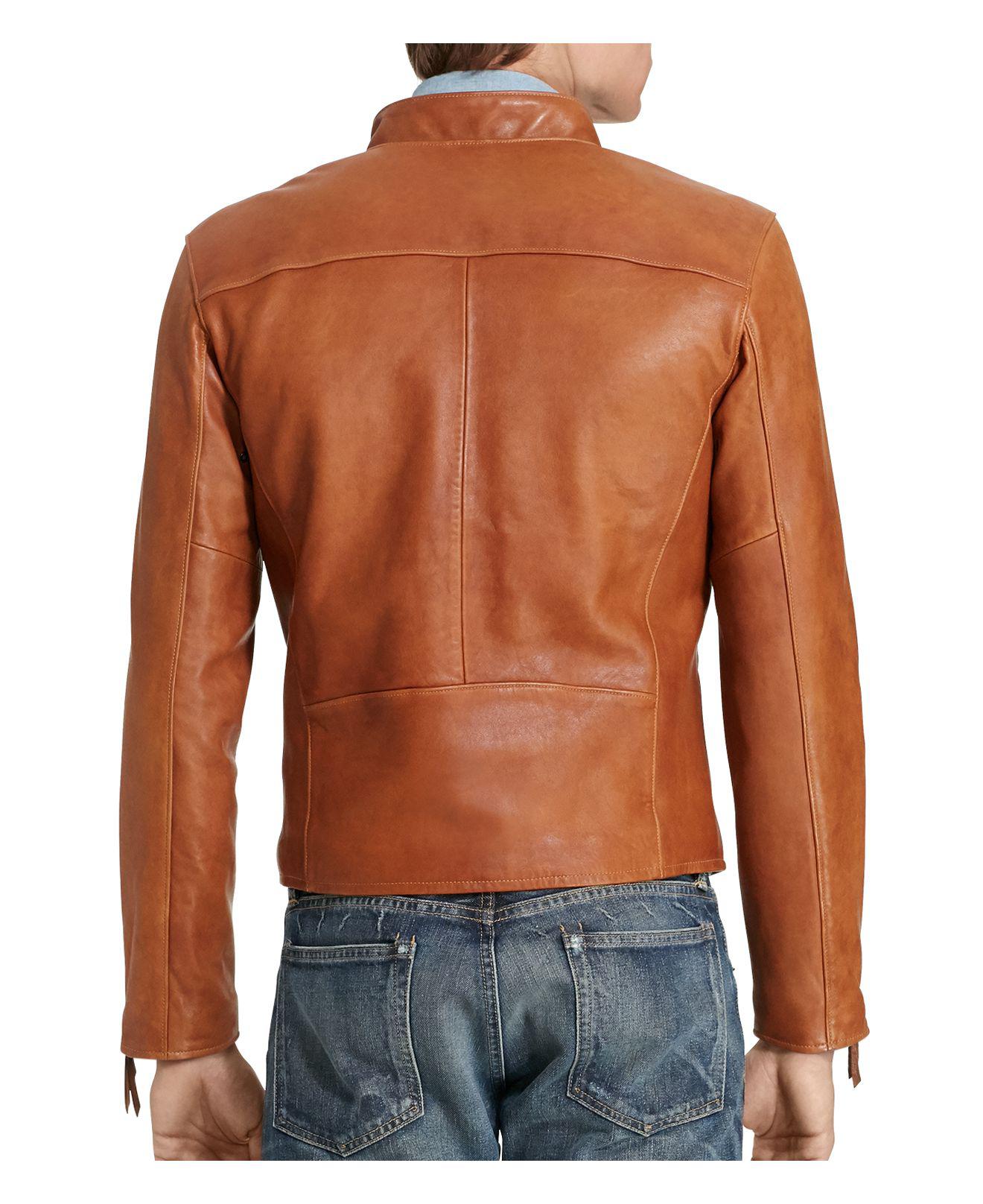 Polo Ralph Lauren Lambskin Leather Cafe Racer Jacket in Brown for Men | Lyst