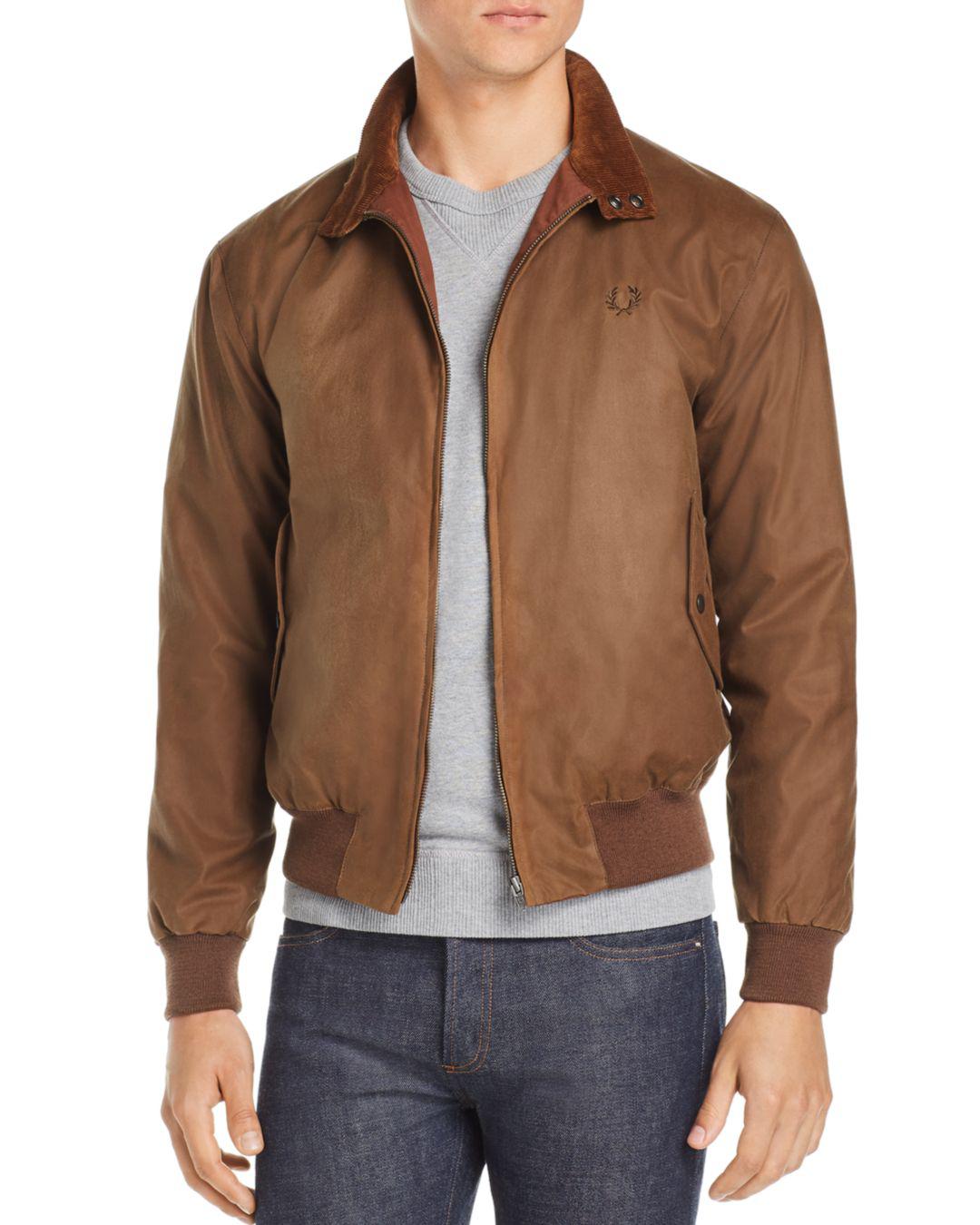 Fred Perry Harrington Waxed Bomber Jacket in Tobacco (Brown) for Men - Lyst