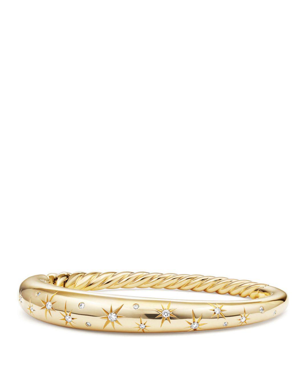 David Yurman Pure Form Collectionpure Form Smooth 18k Gold Bracelet With  Diamonds in White/Gold (Metallic) | Lyst