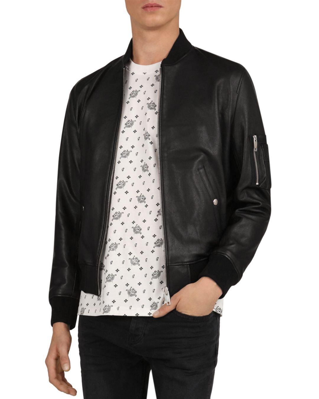 The Kooples California Leather Bomber Jacket in Black for Men - Lyst