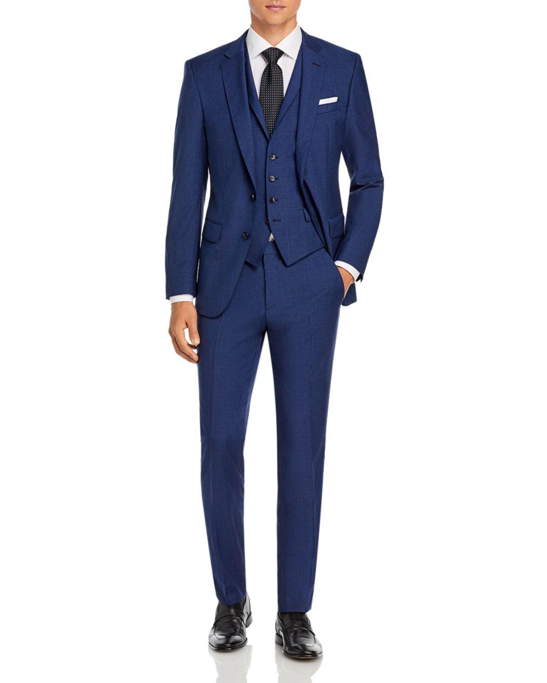 BOSS by HUGO BOSS Synthetic Hutson5/gander3 Solid 3 - Piece Suit in Blue  for Men - Lyst