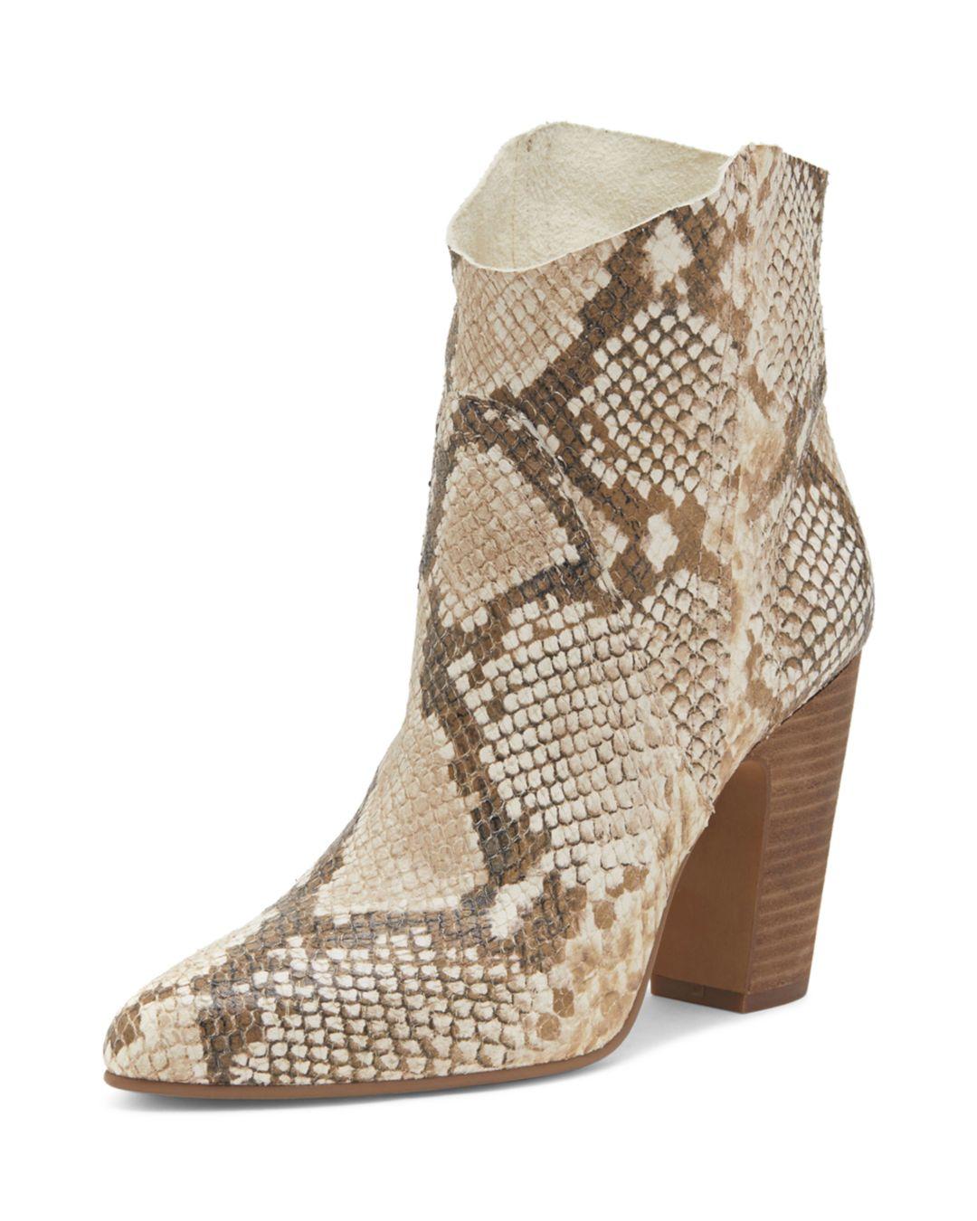 vince snakeskin booties