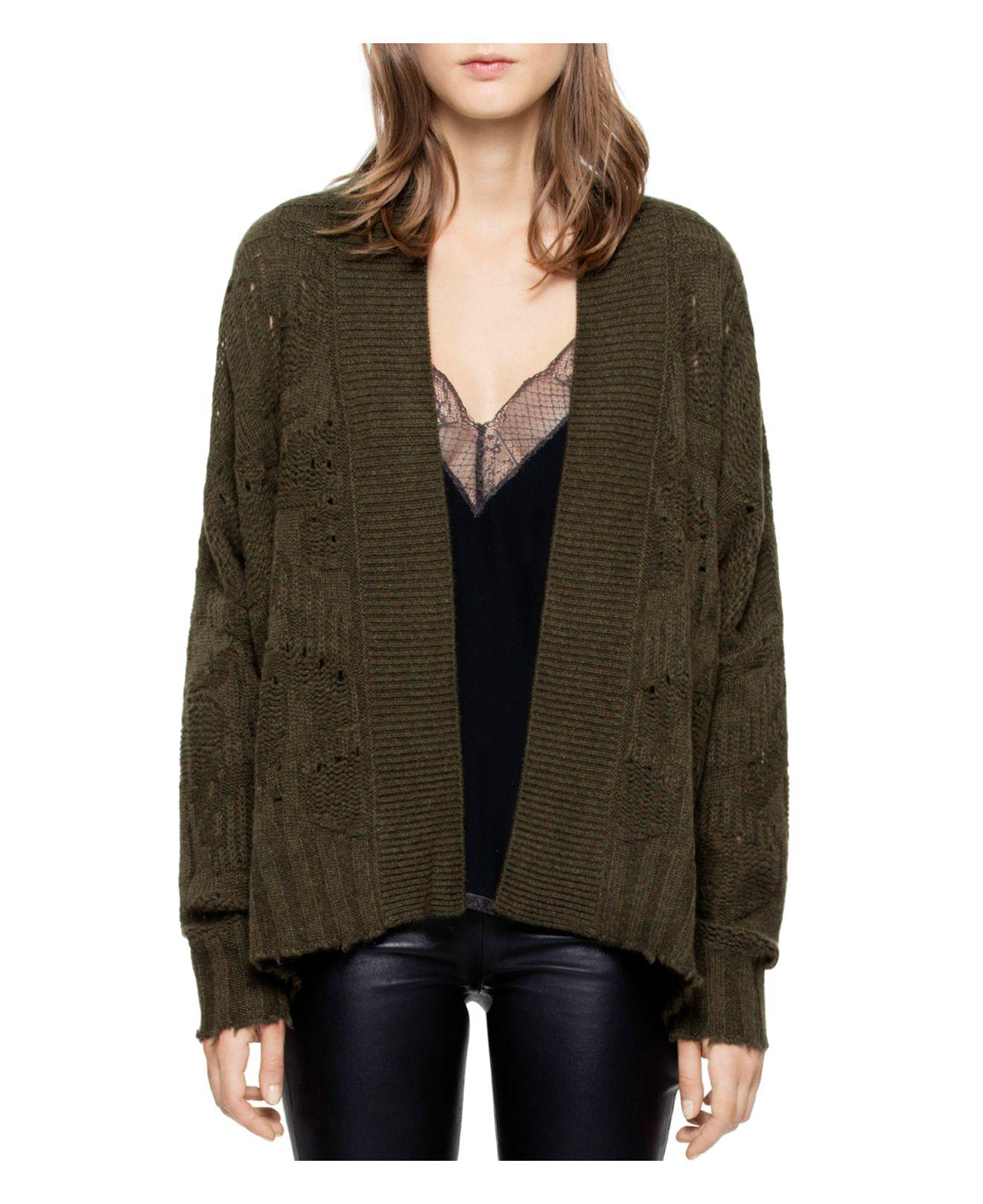 Lyst Zadig & Voltaire Tanya Camou Deluxe Cashmere Cardigan in Green