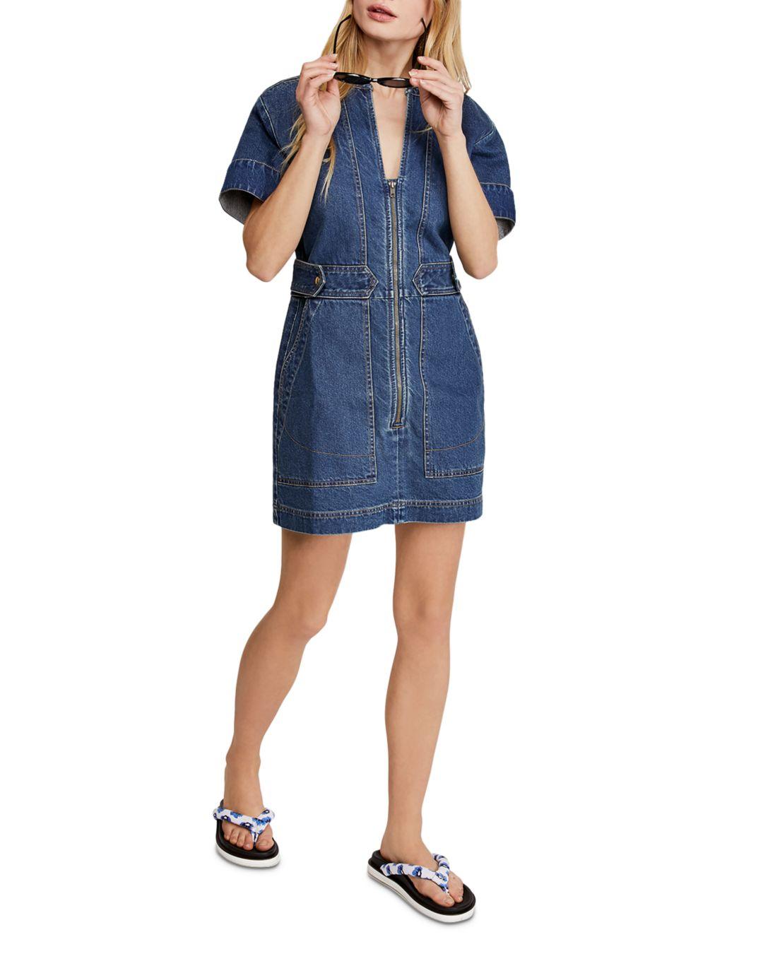 Free People Dream On Denim Mini Dress 