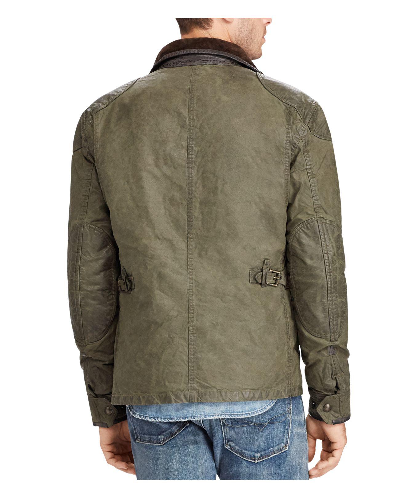 Polo Ralph Lauren Iconic Waxed Cotton Biker Jacket in Green for 