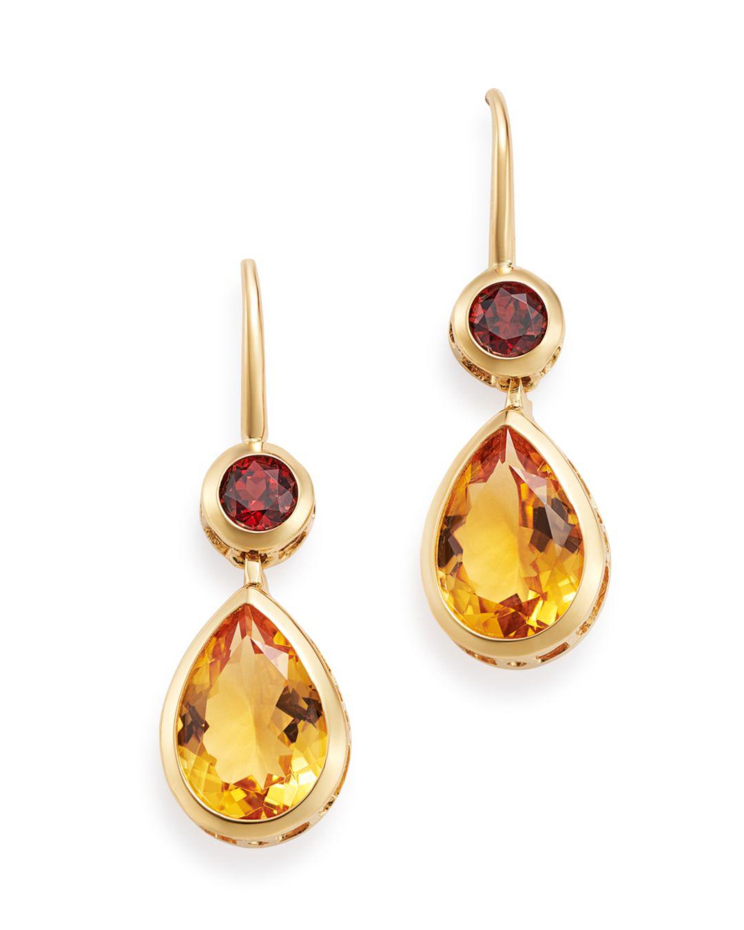 Bloomingdale S Citrine Garnet Drop Earrings In 14k Yellow Bloomingdale S Citrine Garnet Drop Earrings In 14k Yellow