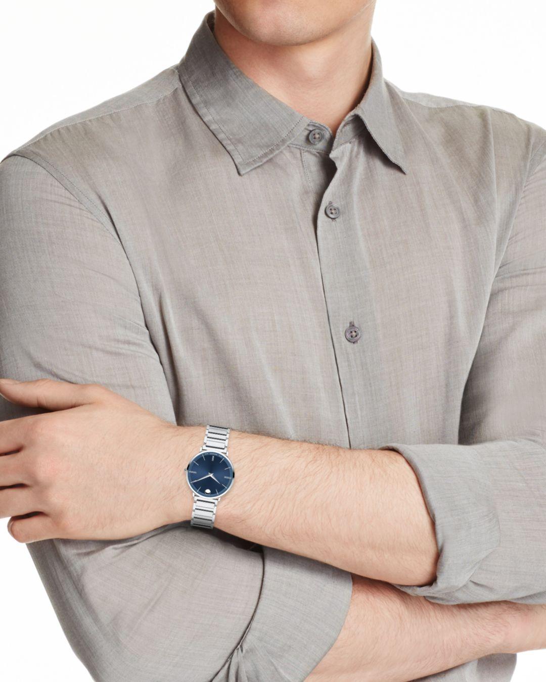 Movado 40mm Ultra Slim Watch in Blue/Silver (Blue) for Men | Lyst