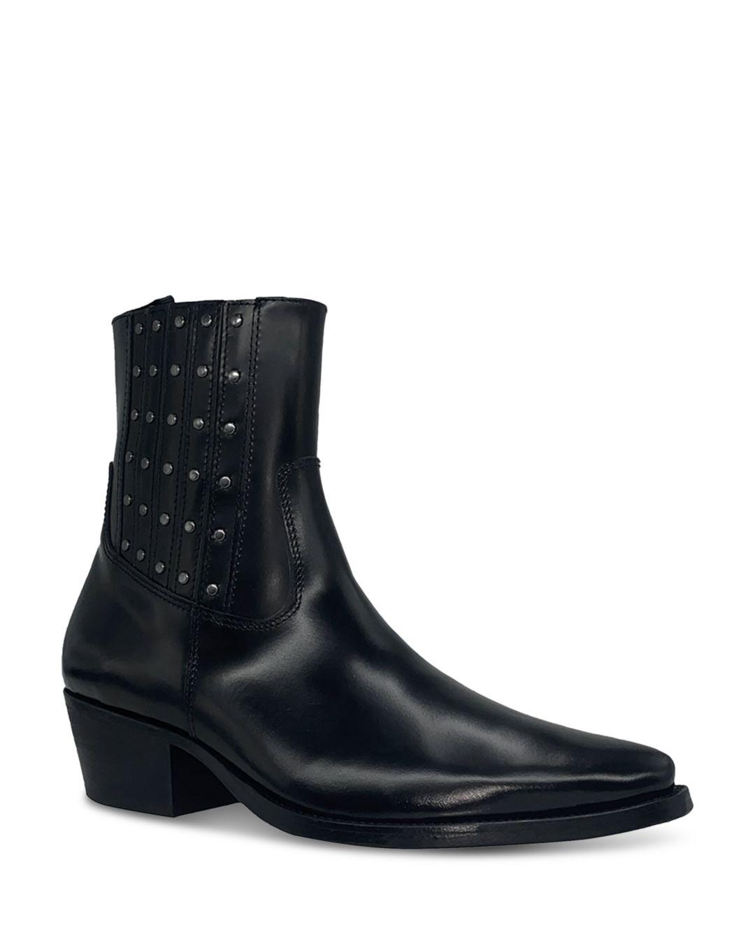 Karl Lagerfeld Studded Leather Western Boots in Black for Men | Lyst