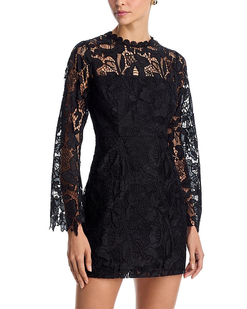 aqua black lace dress AQUA Black Lace Embellished Dress – The Untitled Boutique