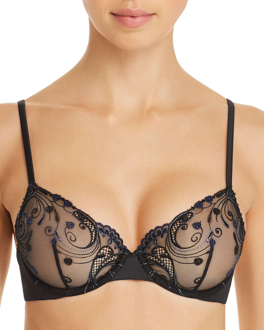 La Perla Synthetic Modernista Sheer Mesh Underwire Bra in Black/Blue