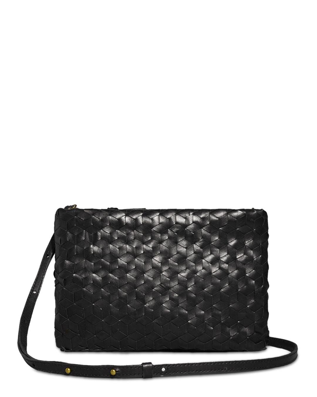 Madewell Woven Leather Puff Crossbody in Black | Lyst