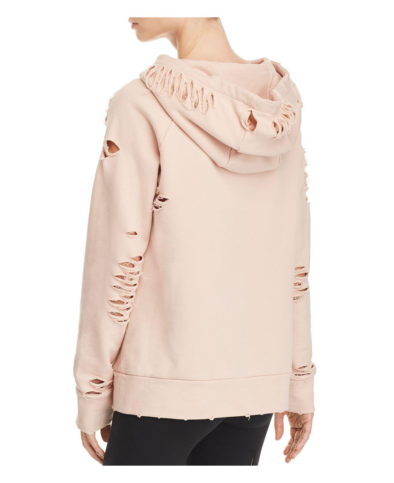 distressed hooded sweatshirt