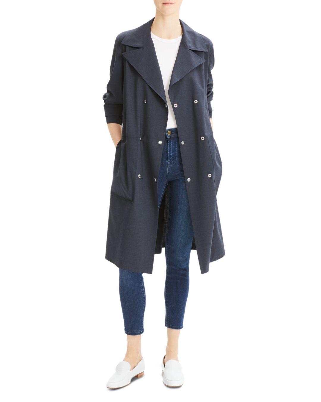 Theory Wool Military - Style Trench Coat in Blue - Lyst
