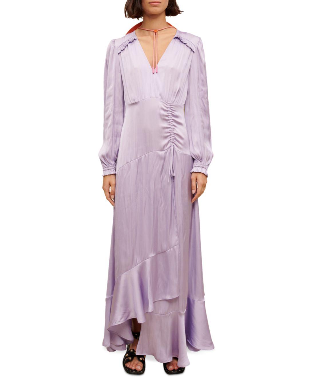 Maje Rouvina Satin Maxi Dress in Purple | Lyst