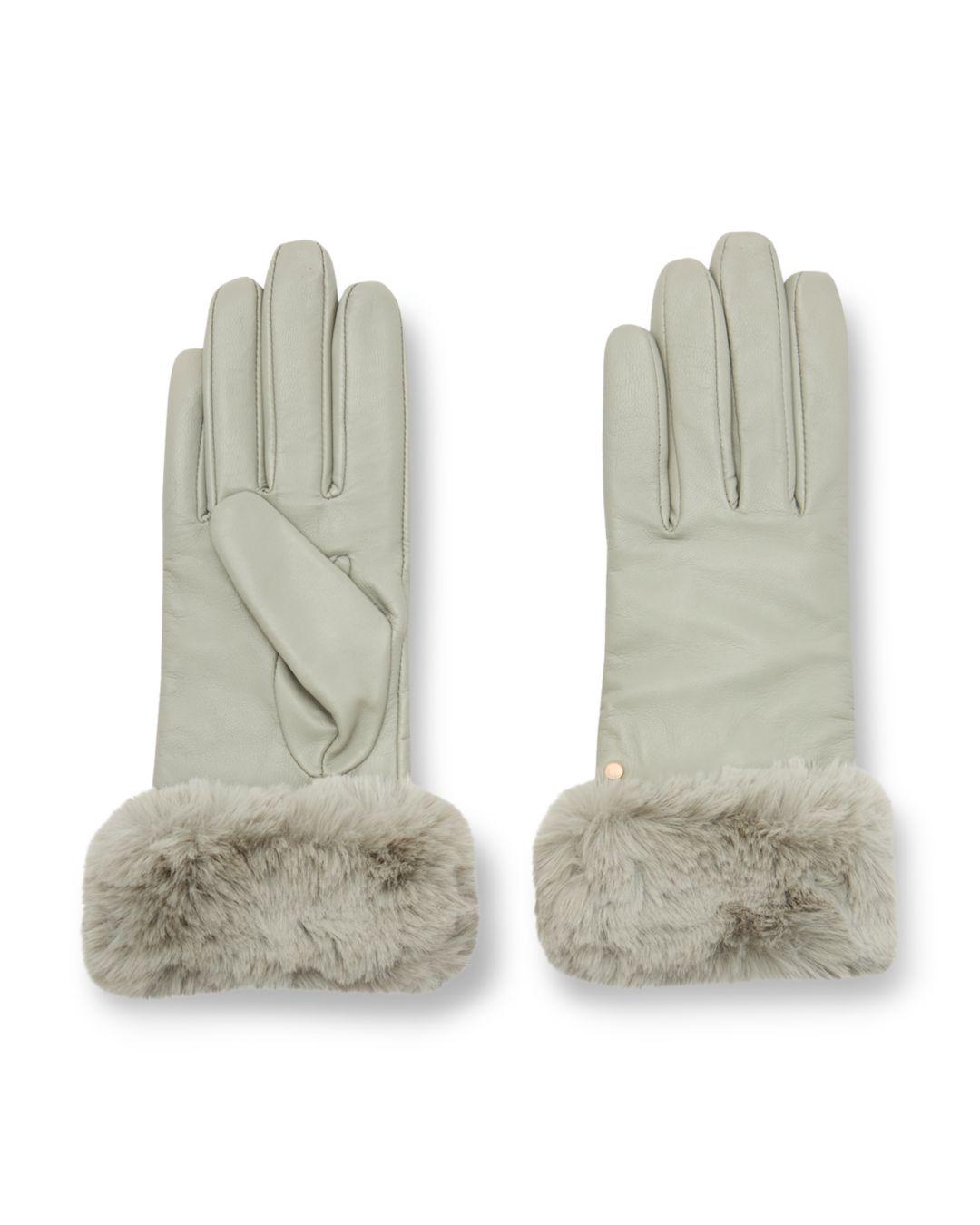 leather fur cuff gloves