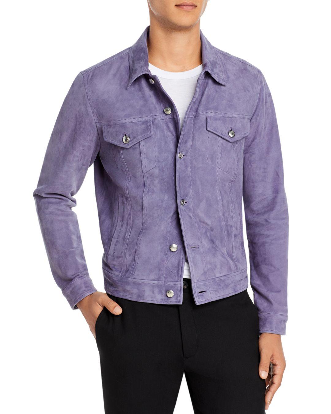 Suede Trucker Jacket in Purple for Men 