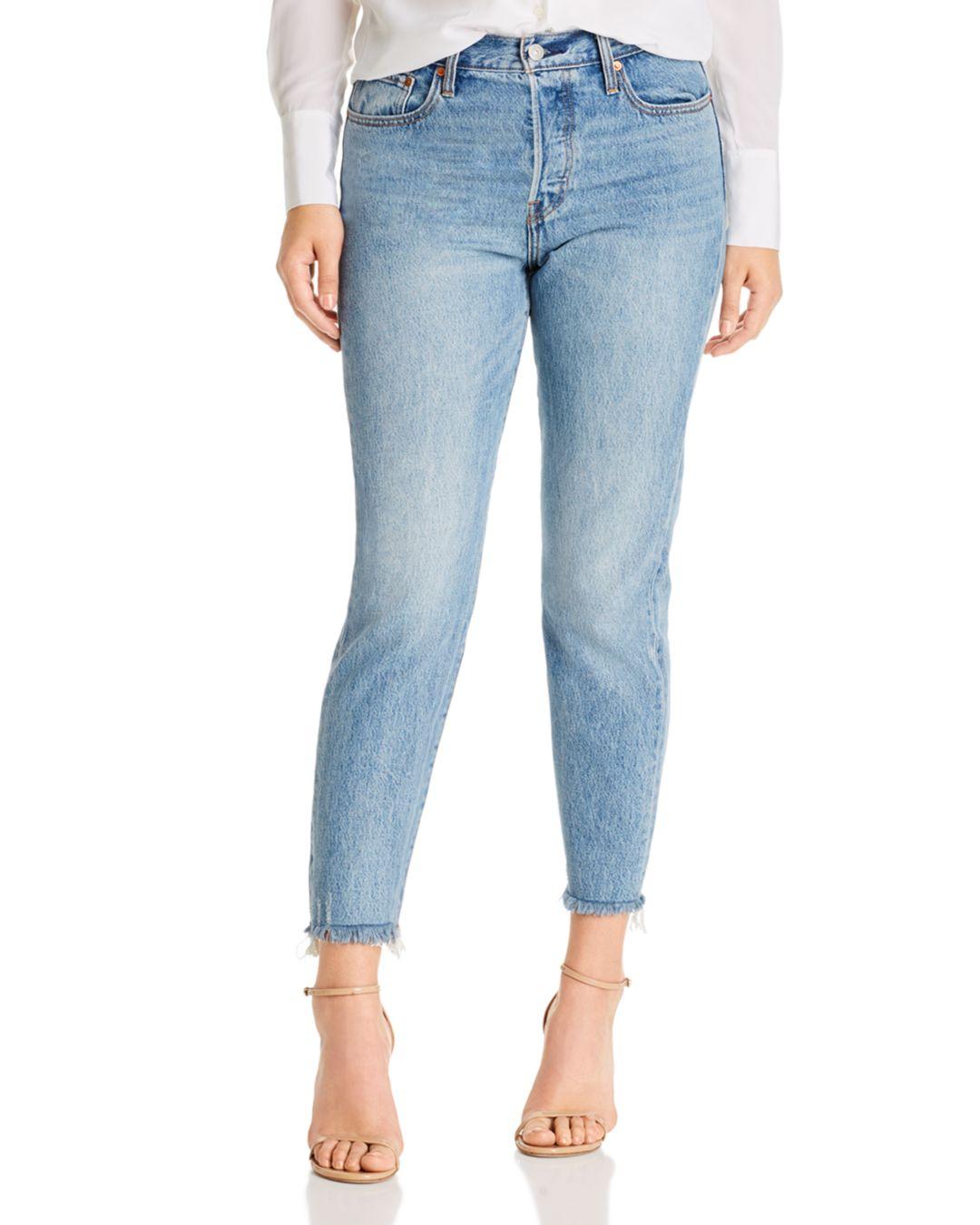 Levi's Denim Wedgie Icon High Rise Fray Hem Straight Leg Ankle Jeans In Shut  Up in Blue | Lyst
