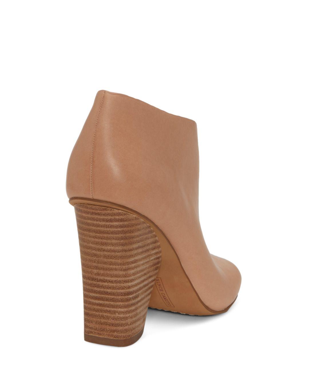 vince camuto andrita leather block heel booties