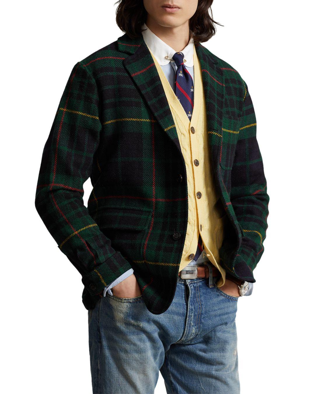 Polo Ralph Lauren Plaid Wool Tweed Sport Coat in Black for Men Lyst