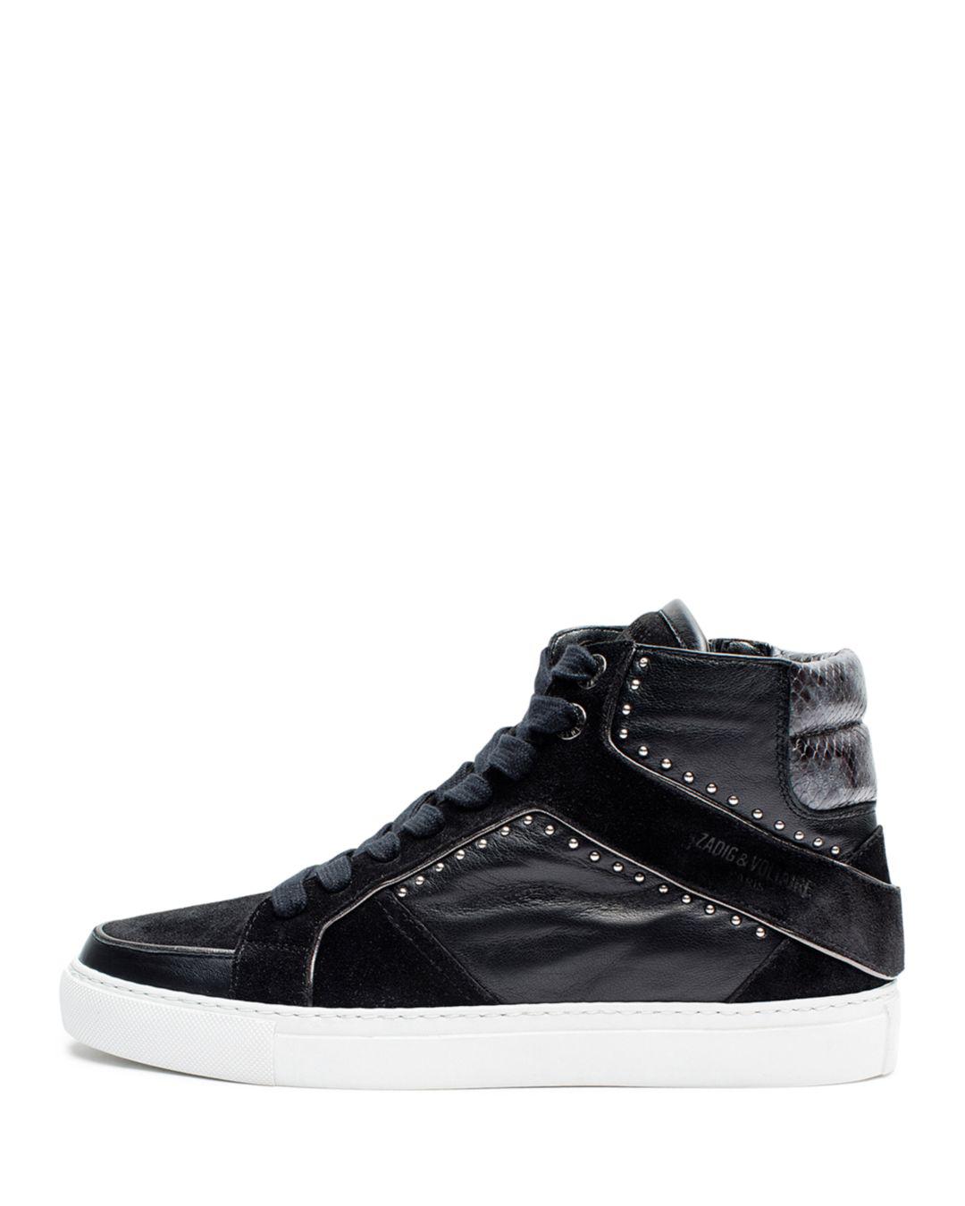 Zadig & Voltaire Leather Zv1747 High Sneakers in Black - Lyst