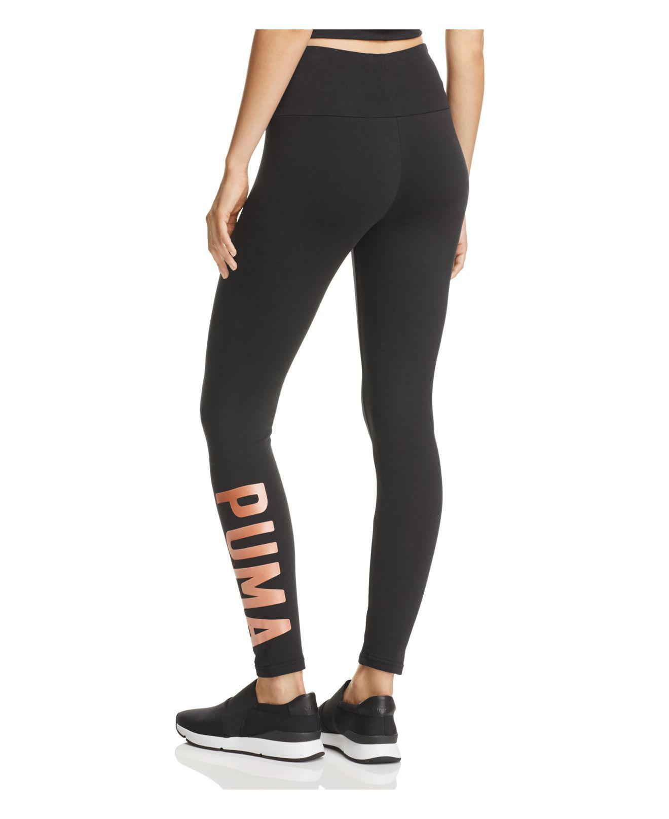 PUMA Logo Leggings in Black - Lyst