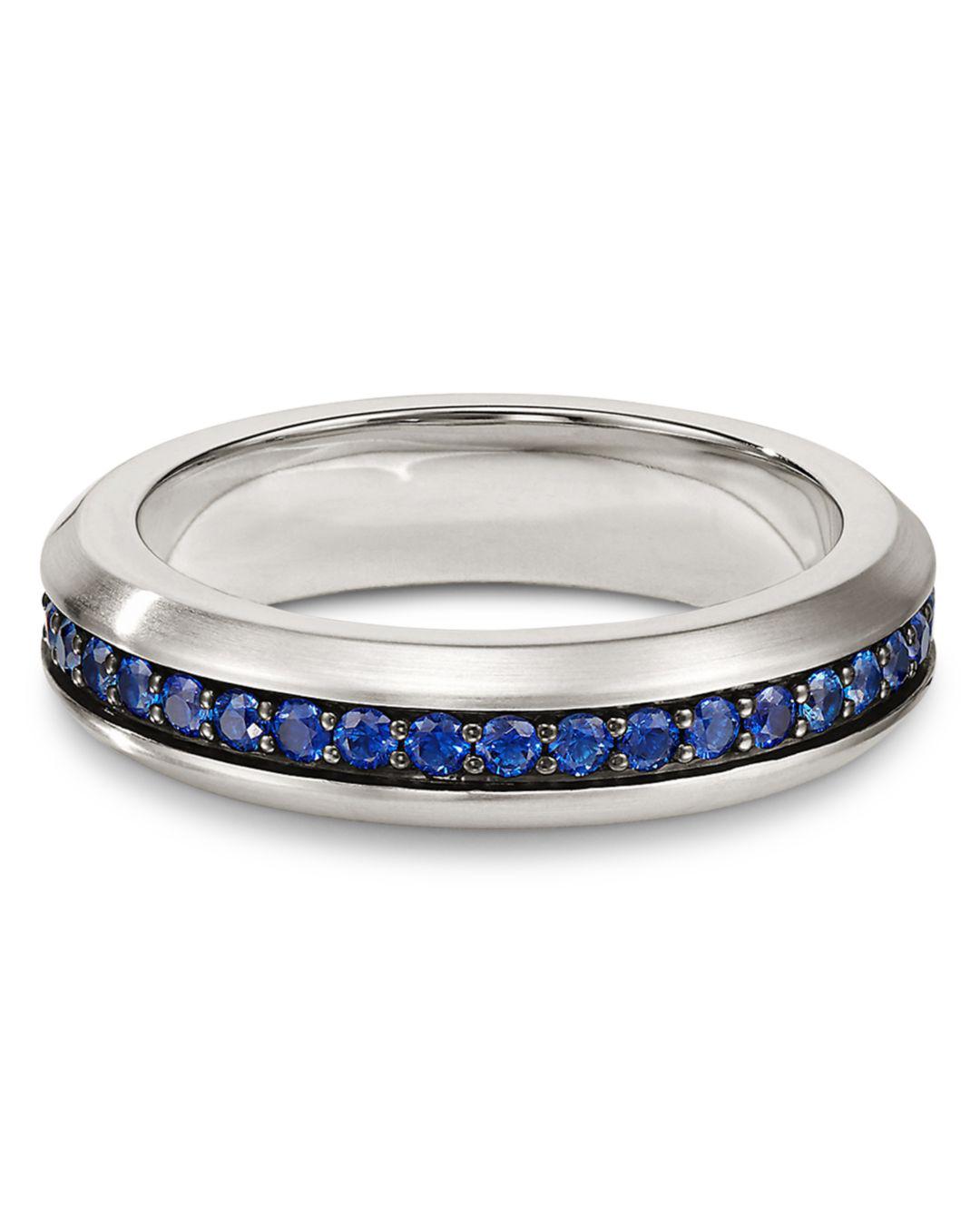David Yurman Streamline Band Ring With Sapphires in Blue/Silver