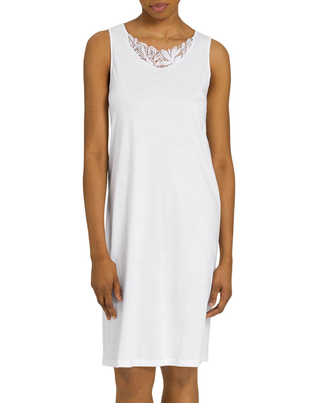 Hanro Zelda Cotton Tank Nightgown in White | Lyst