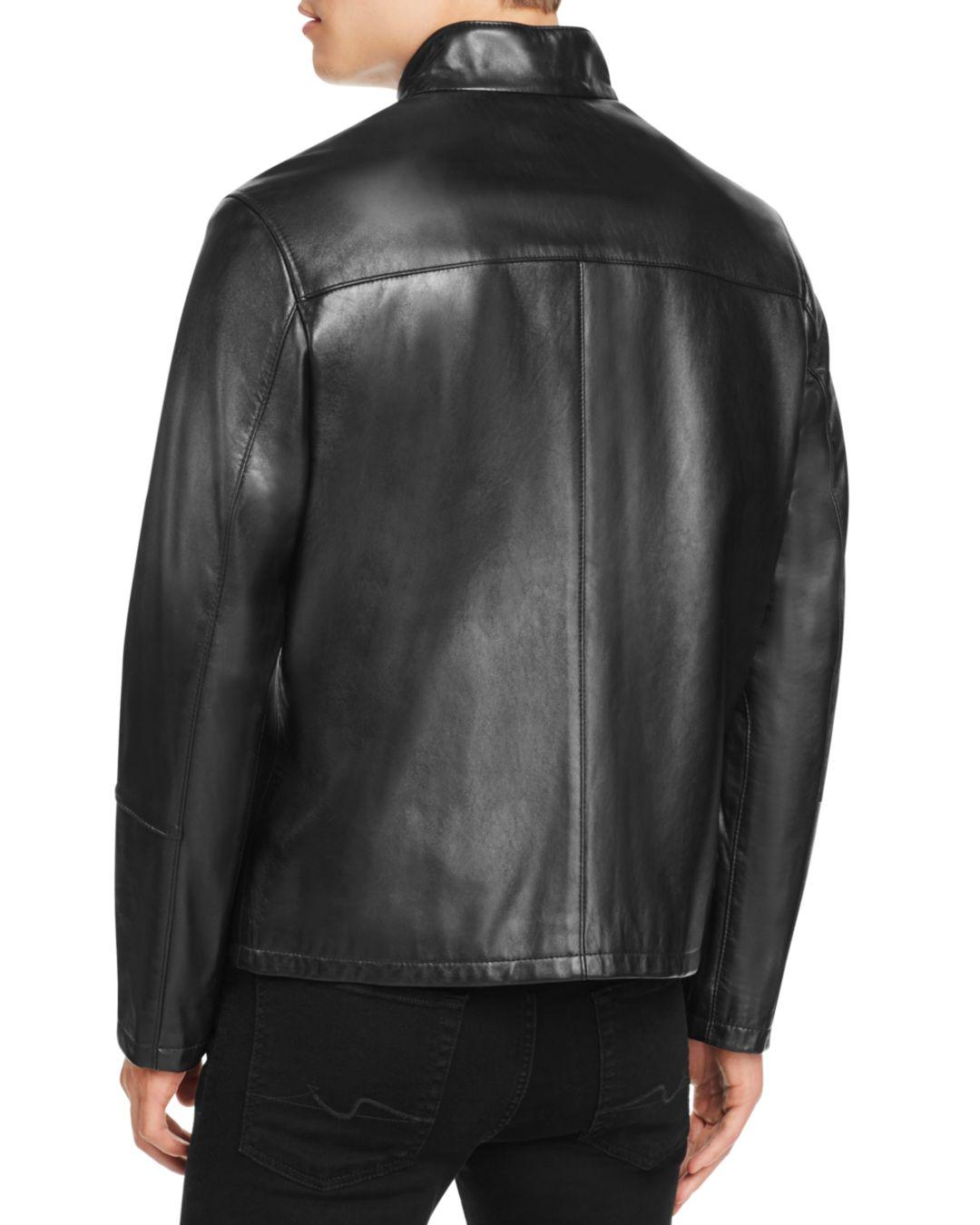 Cole Haan Streamlined Moto Leather Jacket in Black for Men