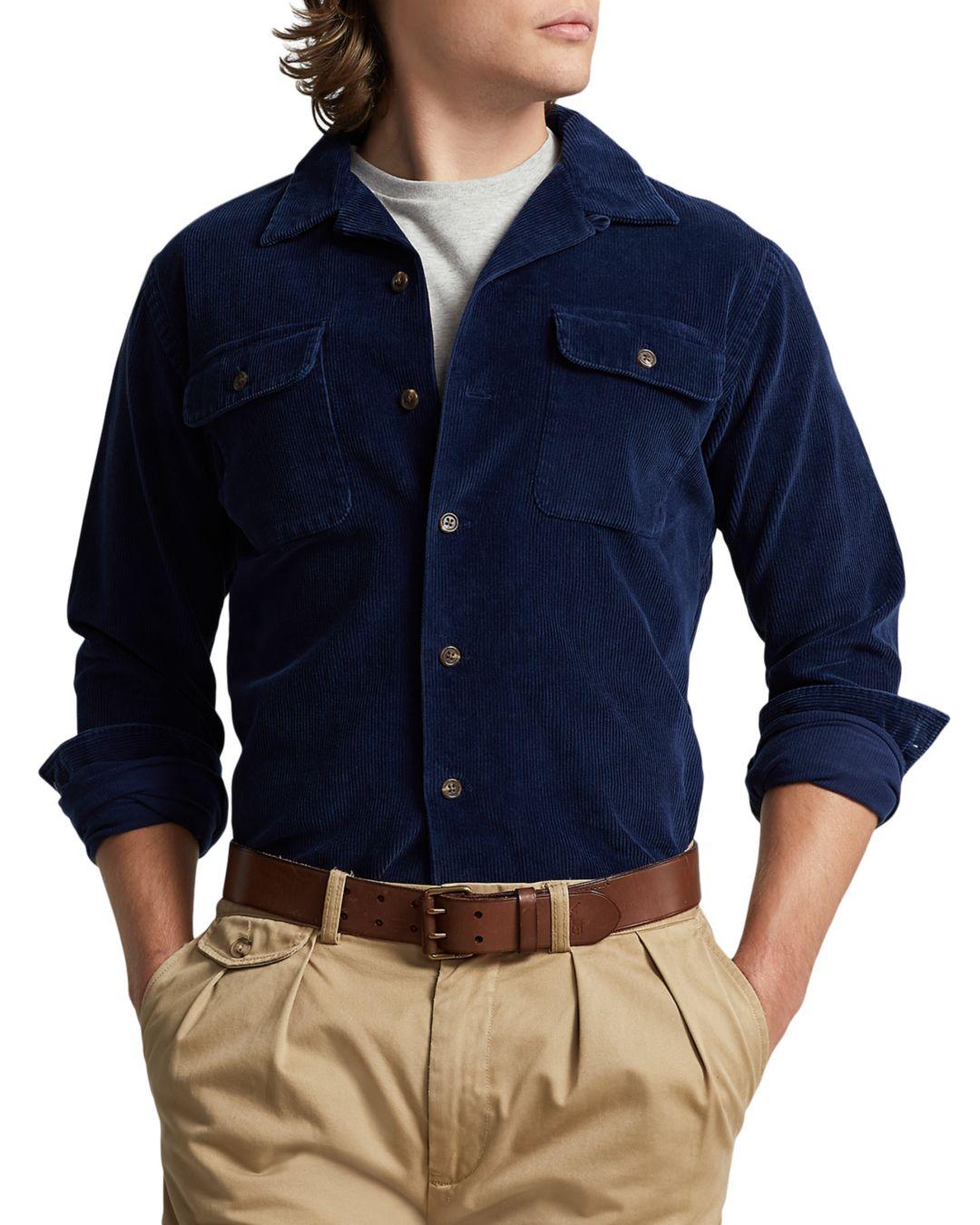 Polo Ralph Lauren Classic Fit Corduroy Camp Shirt in Blue for Men Lyst