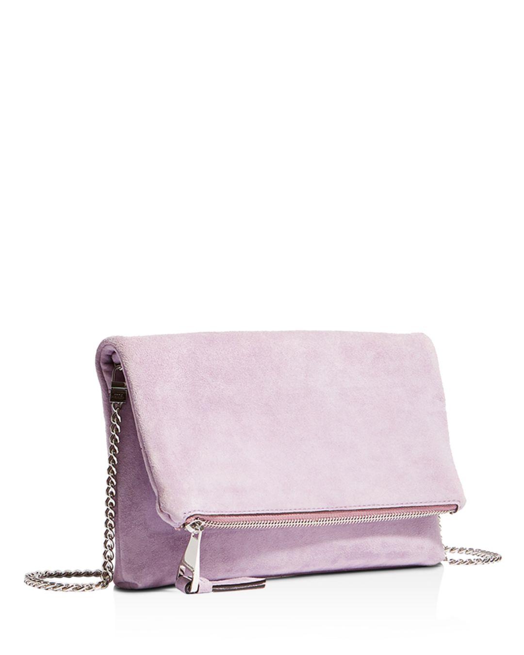 lilac suede clutch bag