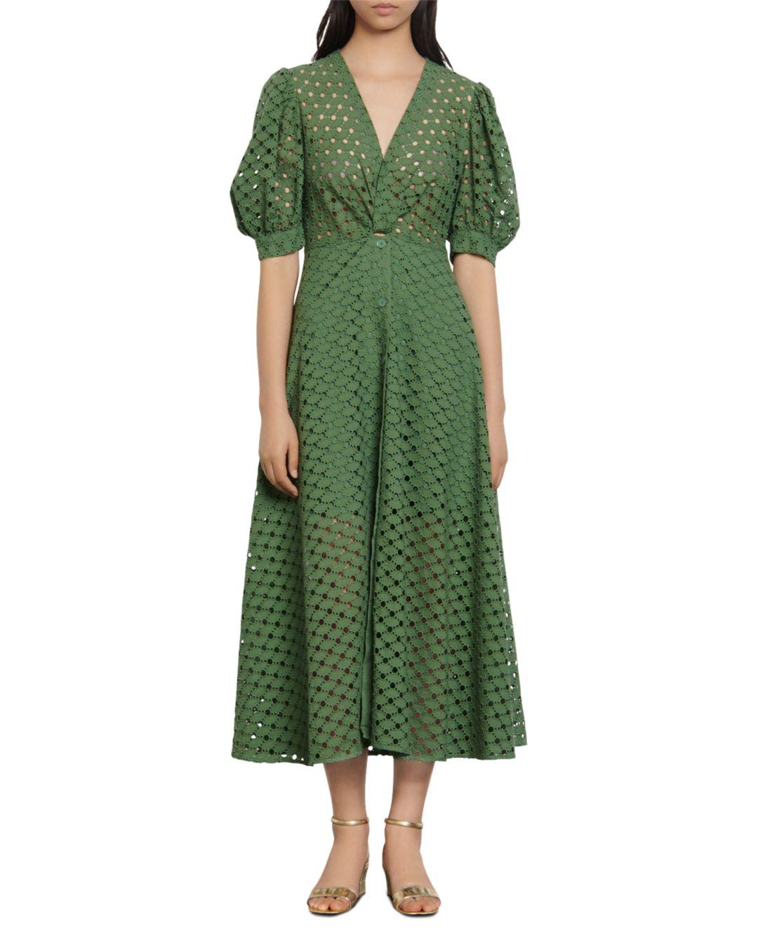 lace midi dress green