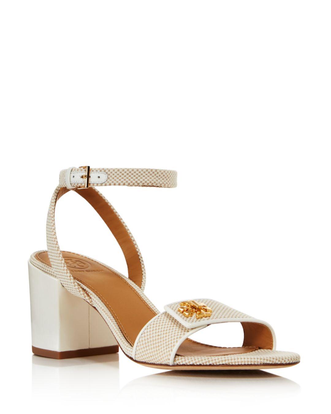 Tory Burch Kira Canvas And Leather Sandals in Natural | Lyst