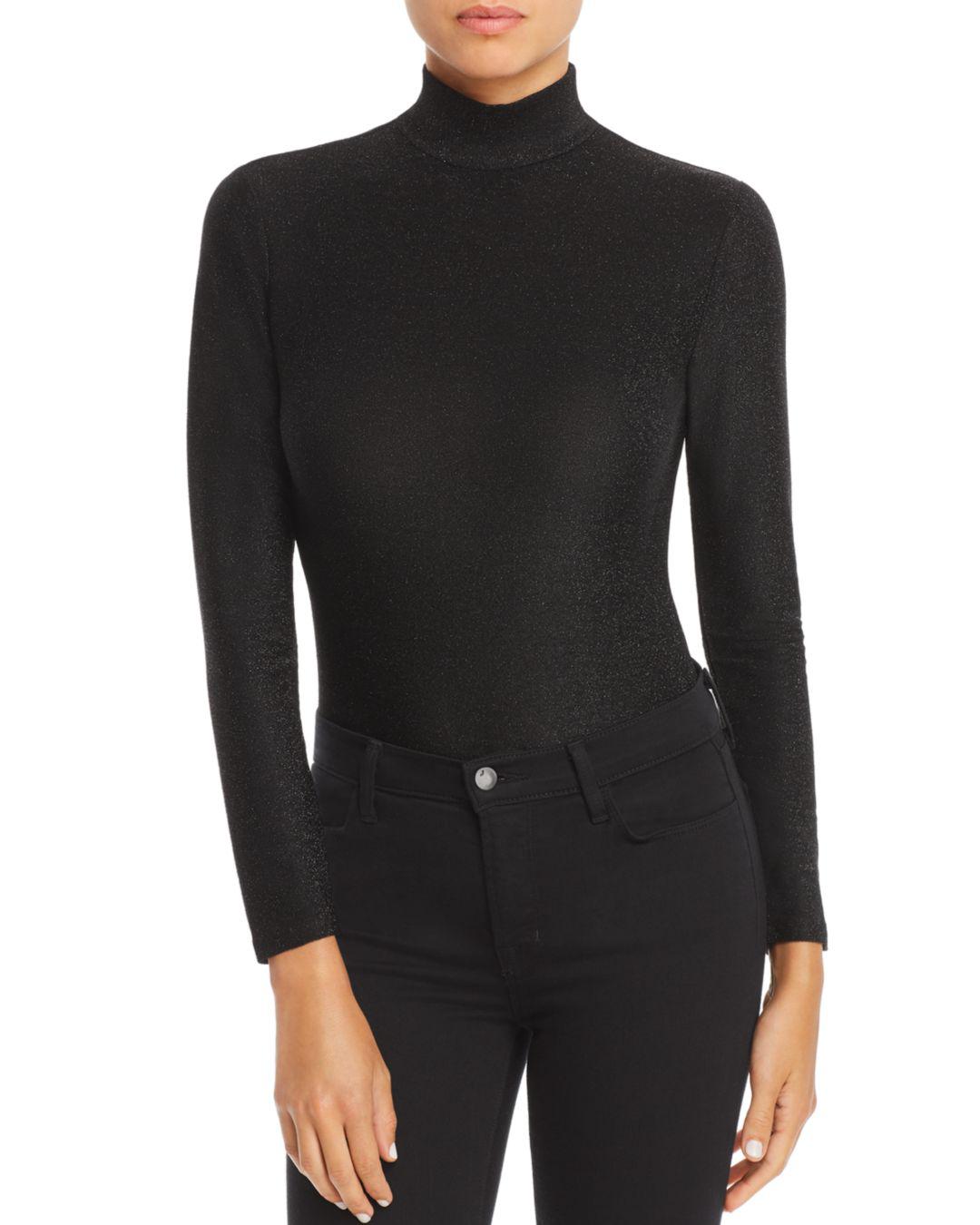 Download Blank NYC Long-sleeve Mock-neck Metallic Bodysuit in Black ...